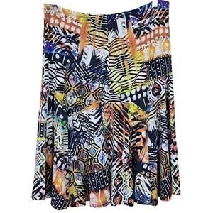 Vintage LIBRA‎ M Rayon Stretch Swirl Skirt Paint Splash Quirky Artisan Funky Y2K